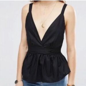 Free People Benji bow tie linen top 0 Natural fibers